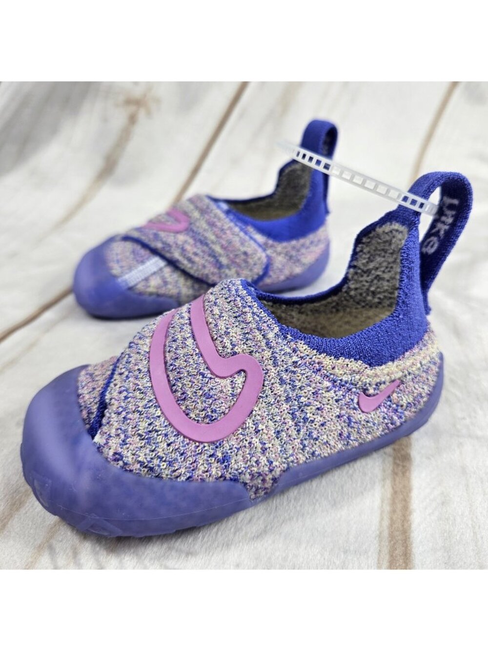 Nike Swoosh 1 TD Infant Flyknit Baby Shoes Sapphire Lt Magenta Sz 5C FB3244-501